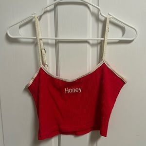 Red cropped tank top